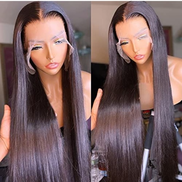 24inch Black Long Straight Lace Front Wig